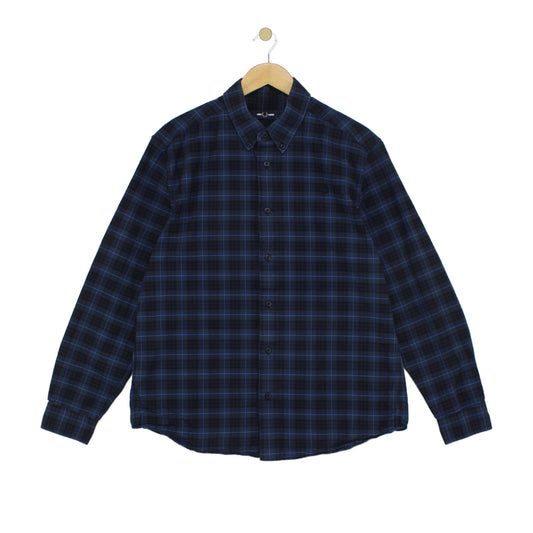 Mens Check Shirt Button Up Long Sleeve