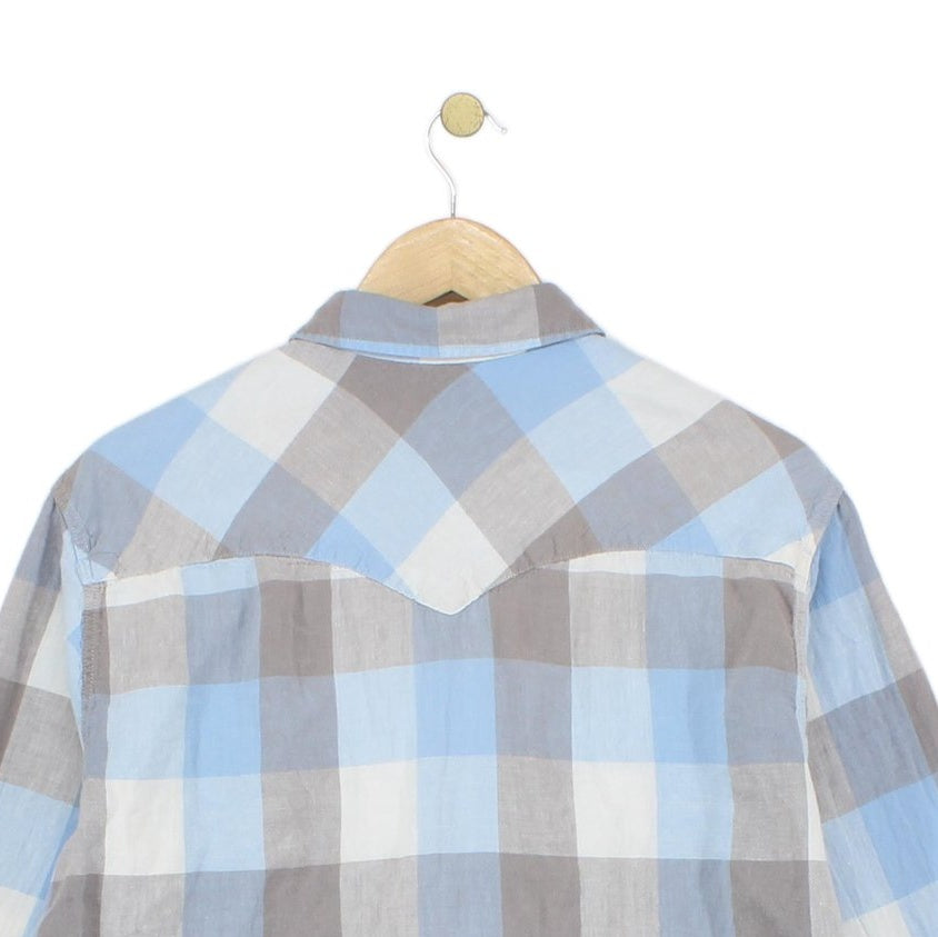 Mens Plaid Shirt Button Up Cotton Linen