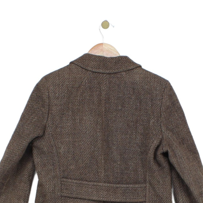 Womens Overcoat Tweed Double Breasted Wool Blend