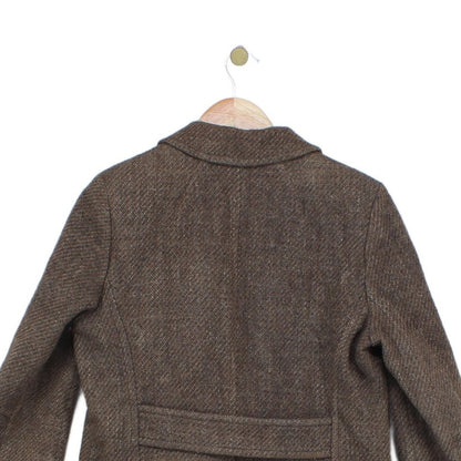 Womens Overcoat Tweed Double Breasted Wool Blend