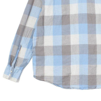 Mens Plaid Shirt Button Up Cotton Linen