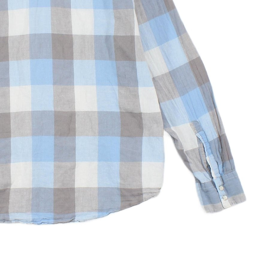 Mens Plaid Shirt Button Up Cotton Linen