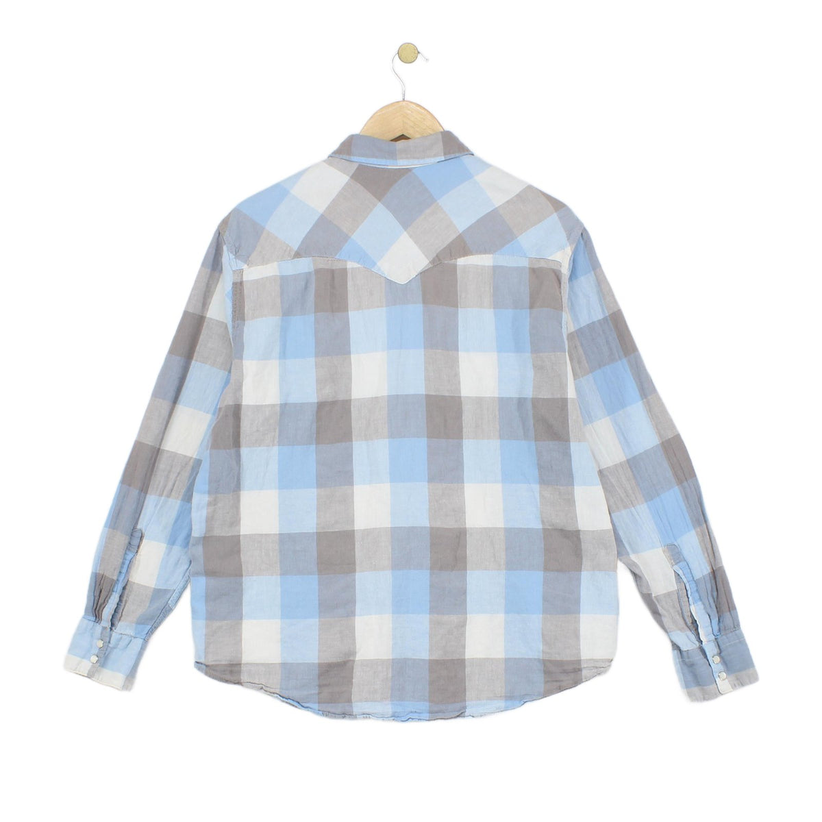 Mens Plaid Shirt Button Up Cotton Linen
