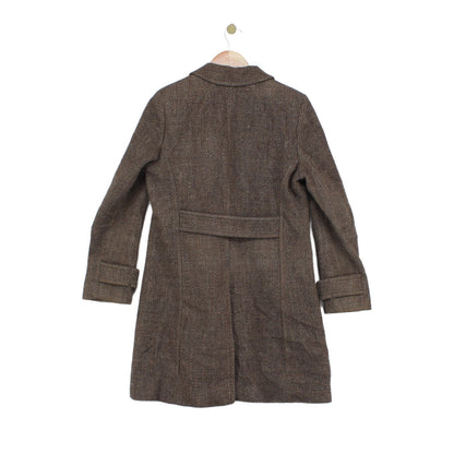 Womens Overcoat Tweed Double Breasted Wool Blend