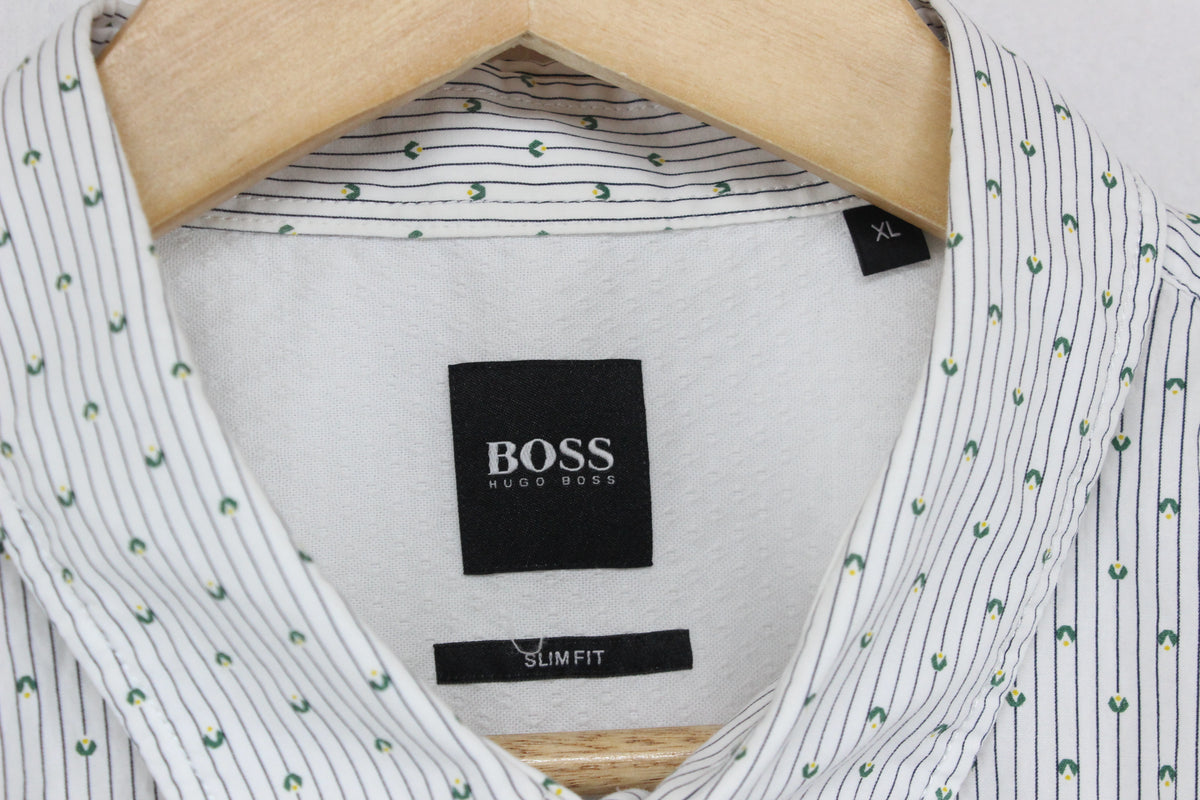 Mens Shirt Slim Fit Short Sleeve Button Up