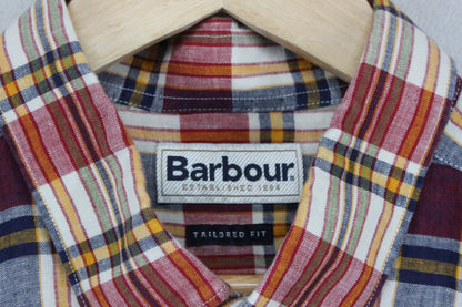 Mens Linen Plaid Shirt Tailored Casual