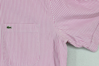 Mens Striped Shirt Short Sleeve Button Up Classic Fit