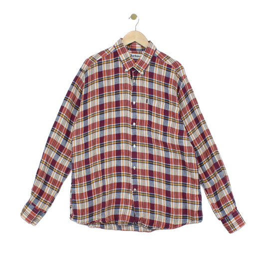 Mens Linen Plaid Shirt Tailored Casual