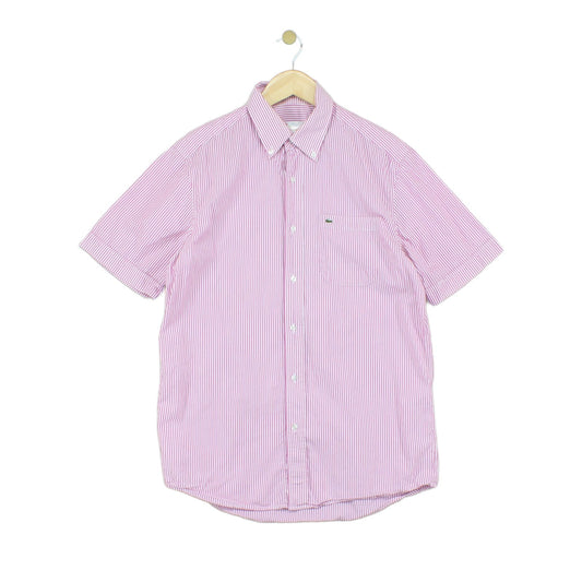 Mens Striped Shirt Short Sleeve Button Up Classic Fit