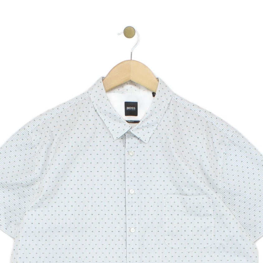 Mens Shirt Slim Fit Short Sleeve Button Up