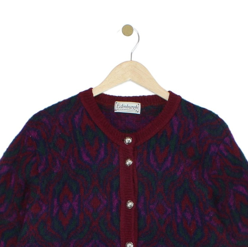 Womens Mohair Cardigan Button Up Patterned