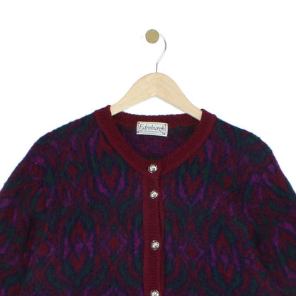 Womens Mohair Cardigan Button Up Patterned