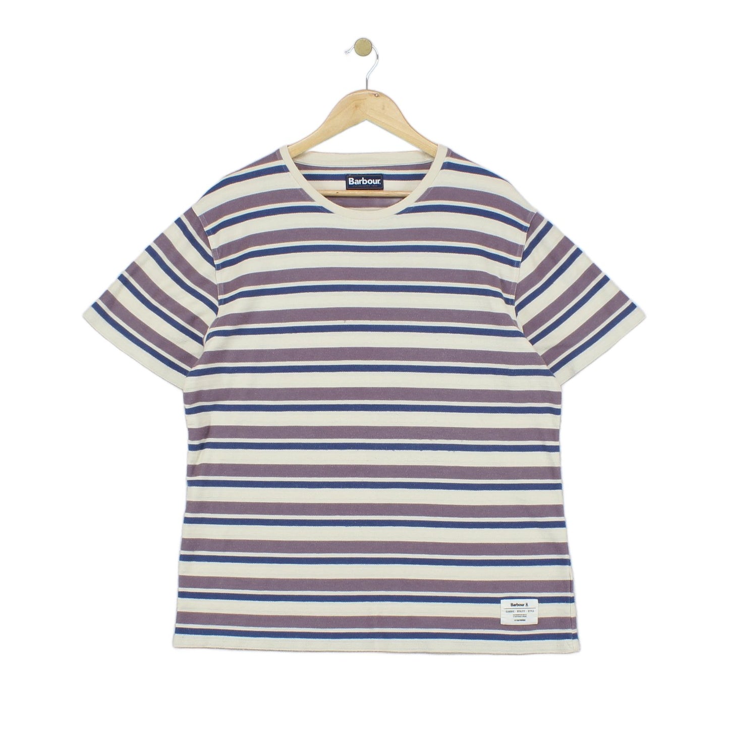 Mens Striped T-Shirt Crew Neck Short Sleeve