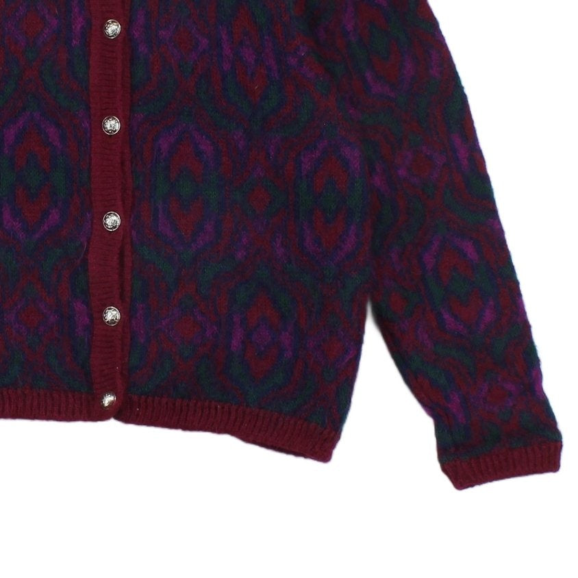 Womens Mohair Cardigan Button Up Patterned