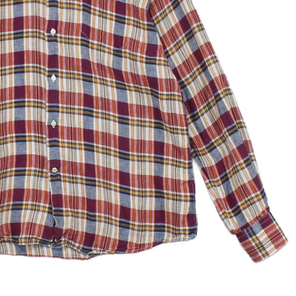 Mens Linen Plaid Shirt Tailored Casual