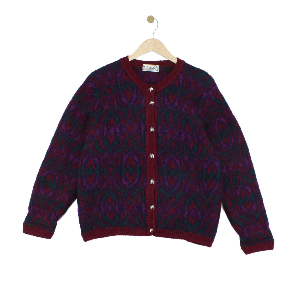 Womens Mohair Cardigan Button Up Patterned