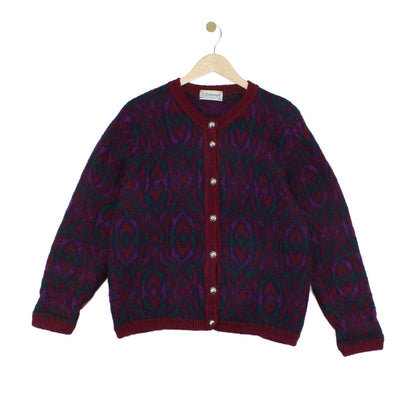 Womens Mohair Cardigan Button Up Patterned