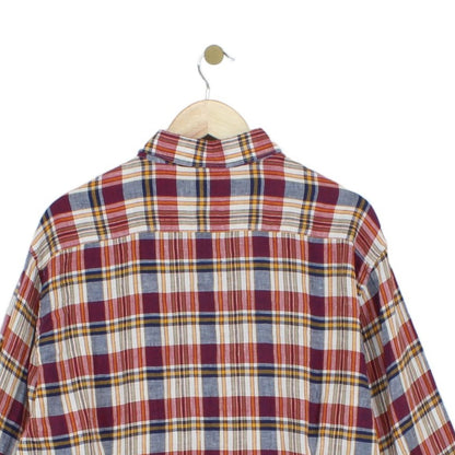 Mens Linen Plaid Shirt Tailored Casual