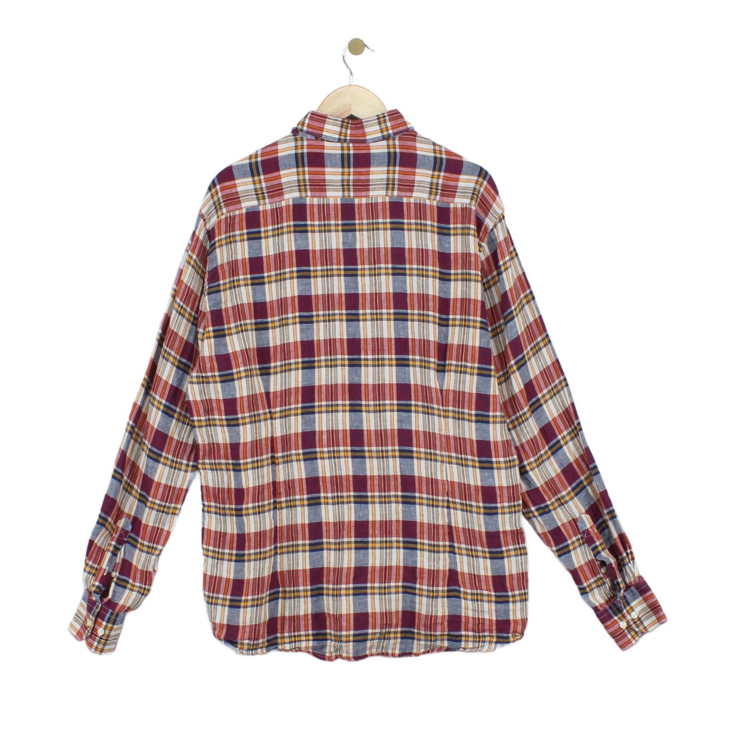 Mens Linen Plaid Shirt Tailored Casual