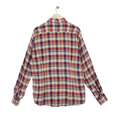 Mens Linen Plaid Shirt Tailored Casual