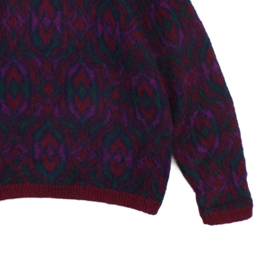 Womens Mohair Cardigan Button Up Patterned