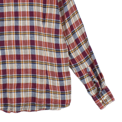 Mens Linen Plaid Shirt Tailored Casual