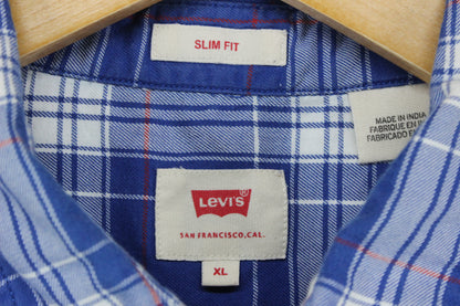 Mens Plaid Shirt Slim Fit Long Sleeve