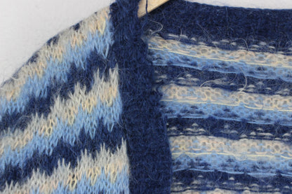 Womens Mohair Cardigan Striped Open Front Relaxed