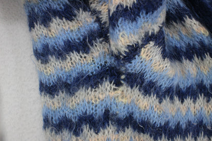 Womens Mohair Cardigan Striped Open Front Relaxed