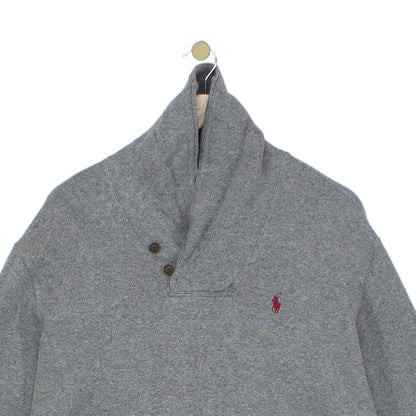 Mens Jumper Shawl Collar Ribbed Knit Cotton