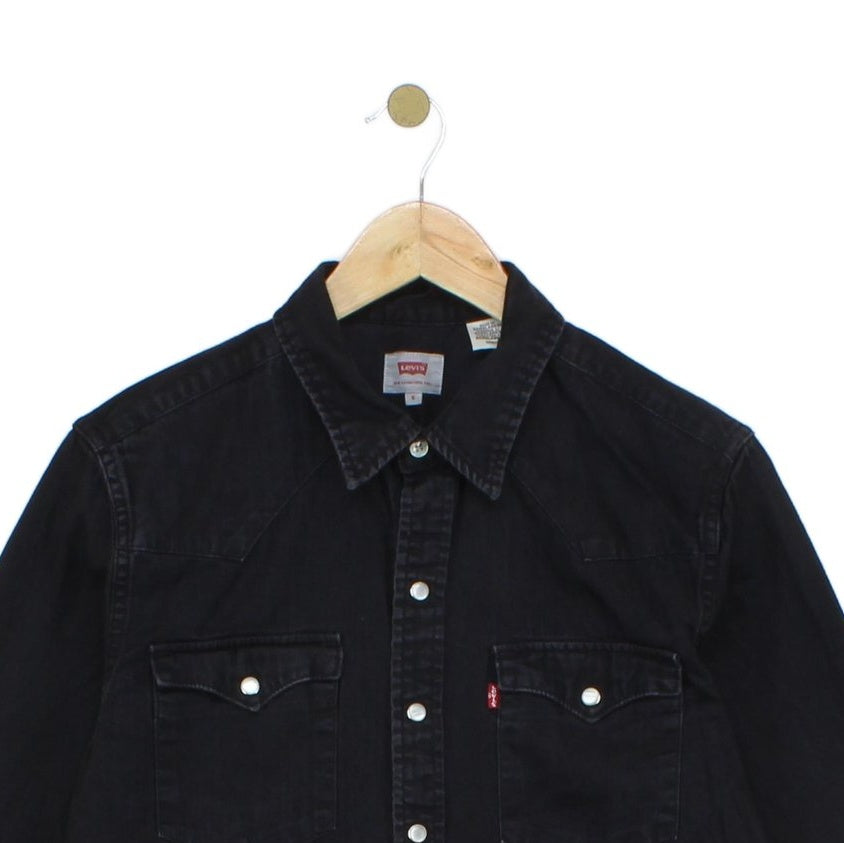 Womens Denim Shirt Snap Western Long Sleeve