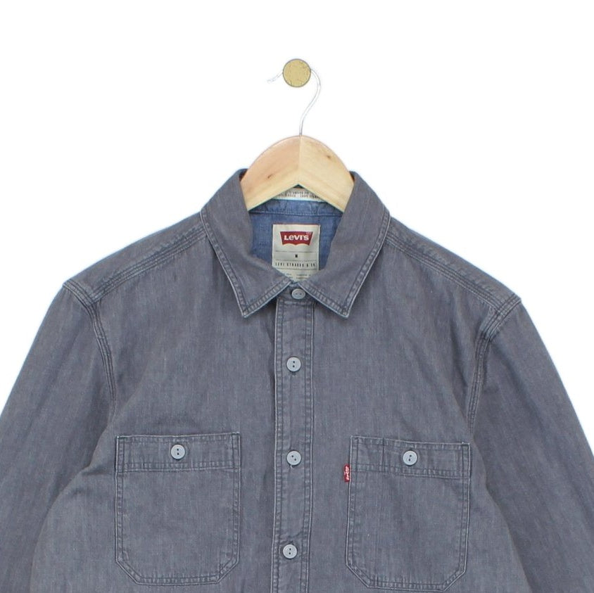 Mens Denim Shirt Button Up Classic