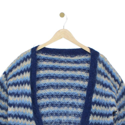Womens Mohair Cardigan Striped Open Front Relaxed