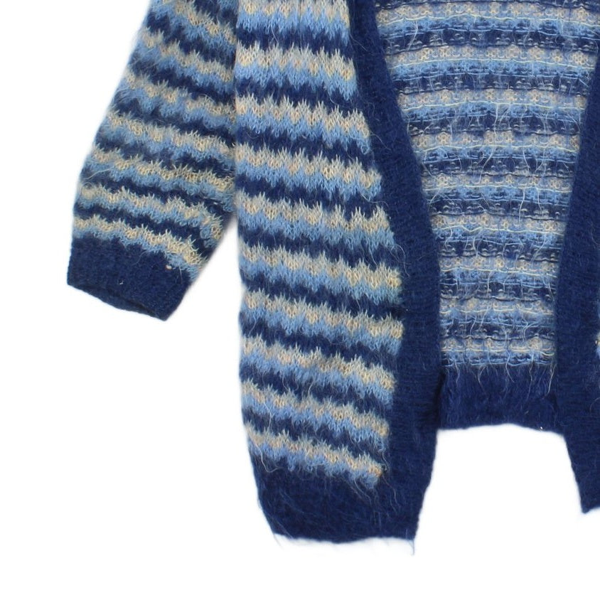 Womens Mohair Cardigan Striped Open Front Relaxed
