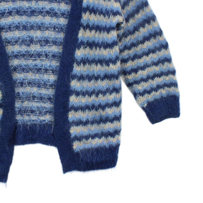 Womens Mohair Cardigan Striped Open Front Relaxed