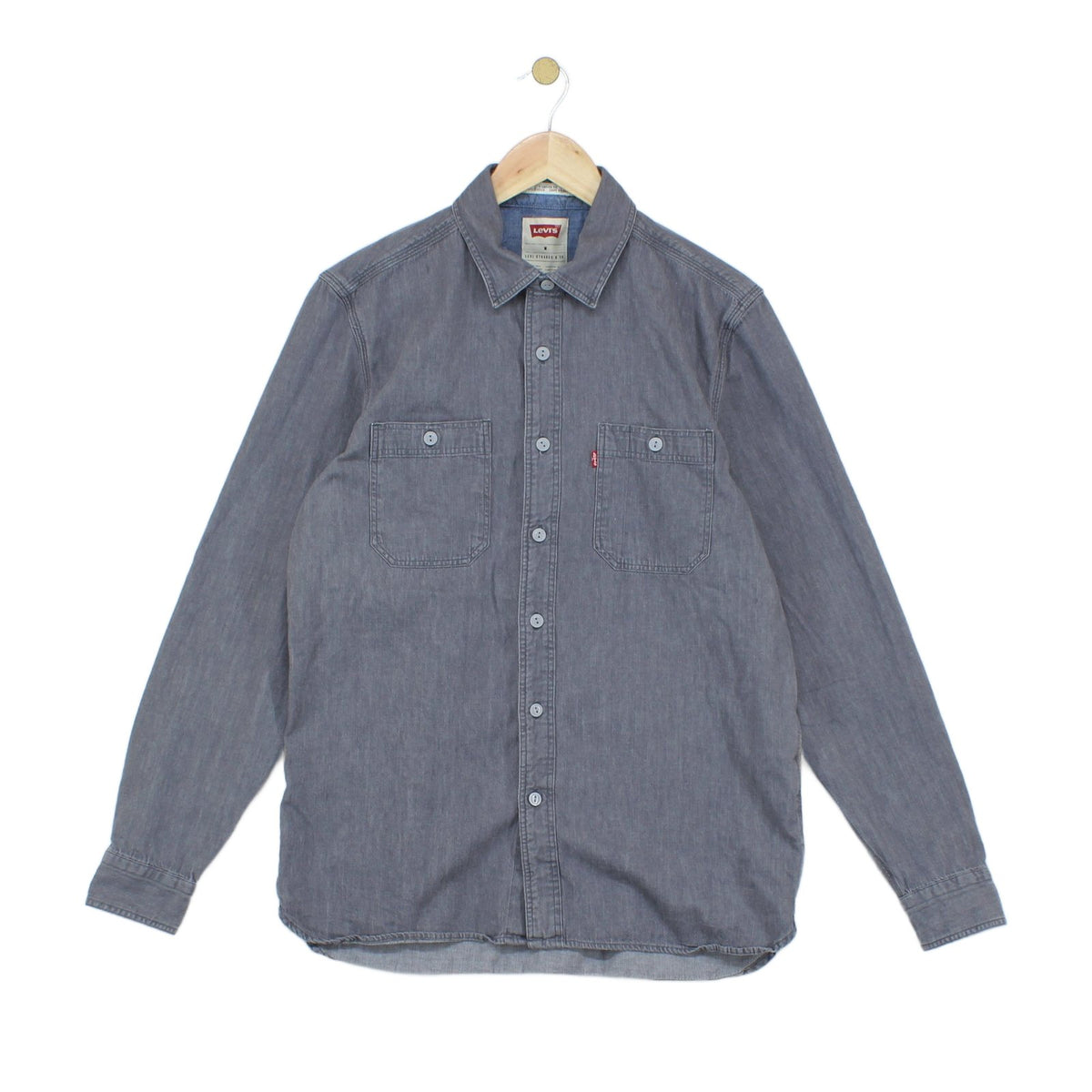 Mens Denim Shirt Button Up Classic