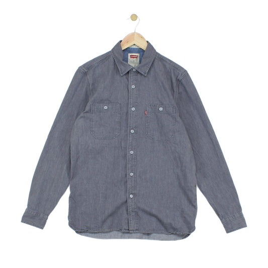 Mens Denim Shirt Button Up Classic