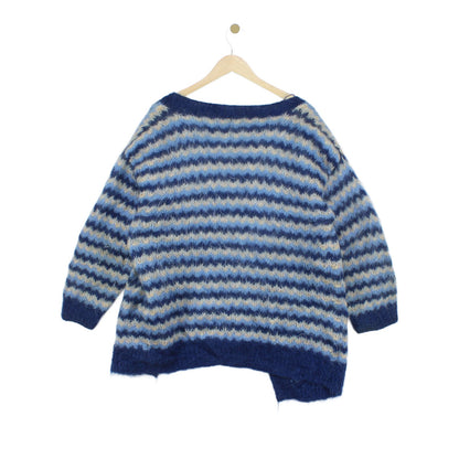 Womens Mohair Cardigan Striped Open Front Relaxed
