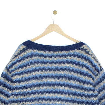 Womens Mohair Cardigan Striped Open Front Relaxed