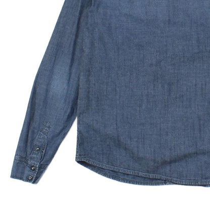 Mens Denim Shirt Snap Long Sleeve Western Cotton