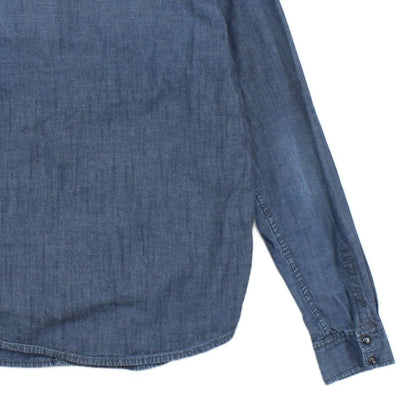 Mens Denim Shirt Snap Long Sleeve Western Cotton