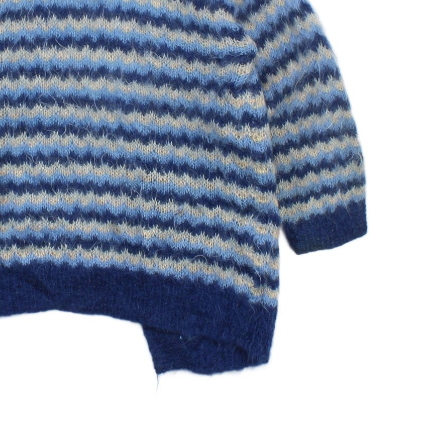 Womens Mohair Cardigan Striped Open Front Relaxed