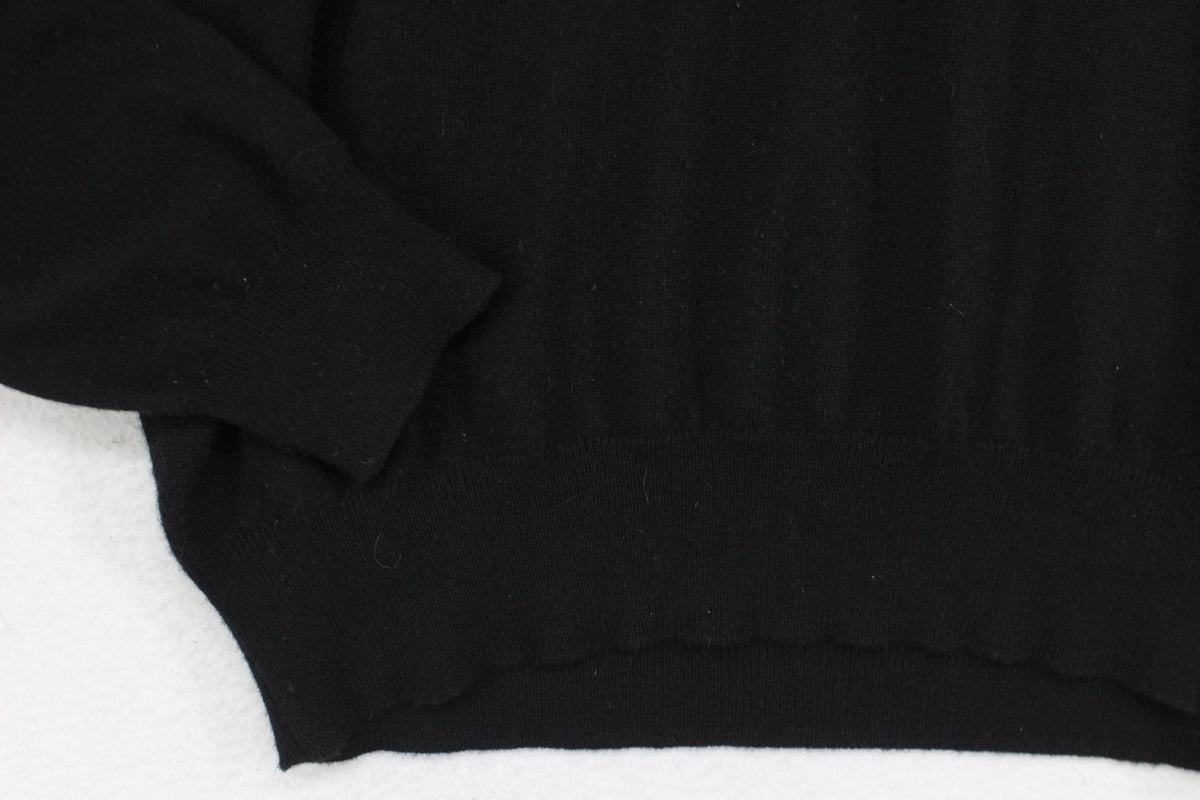 Mens V-Neck Jumper Logo Embroidered Merino Wool