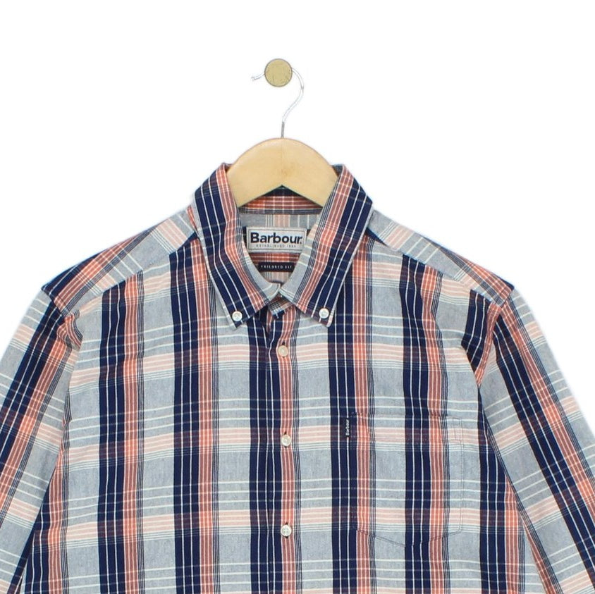 Mens Check Shirt Tailored Long Sleeve