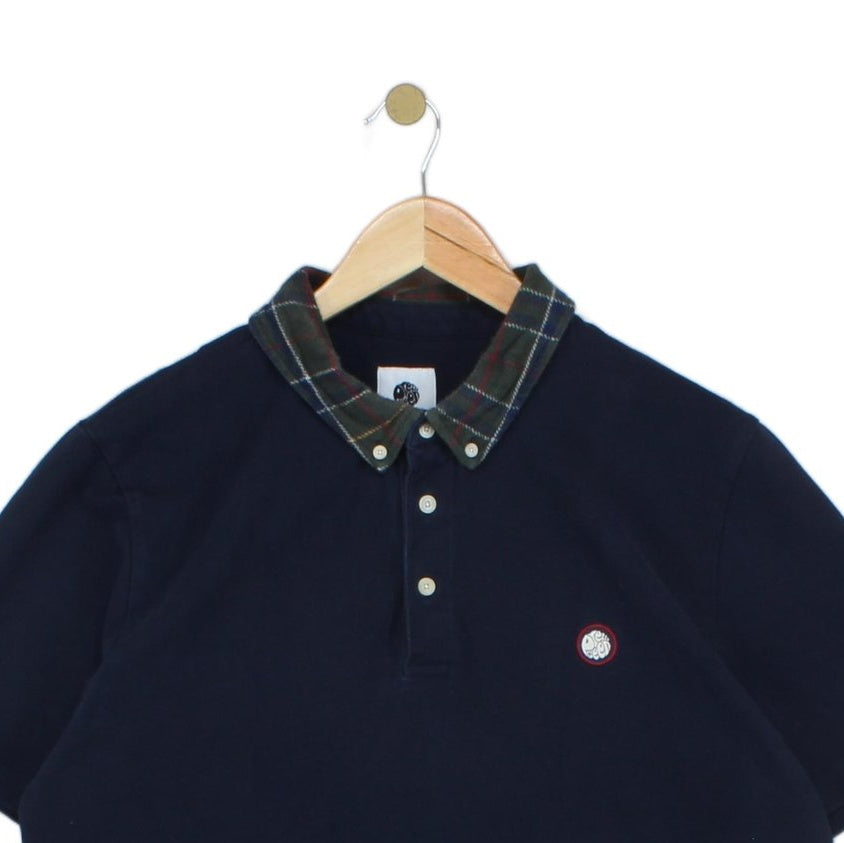 Mens Plaid Polo Shirt Casual Collar Short Sleeve