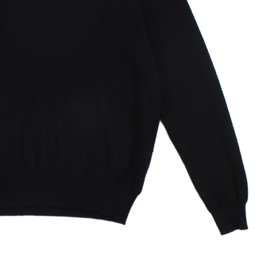 Mens V-Neck Jumper Logo Embroidered Merino Wool