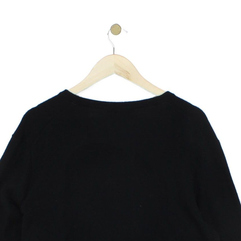 Mens V-Neck Jumper Logo Embroidered Merino Wool