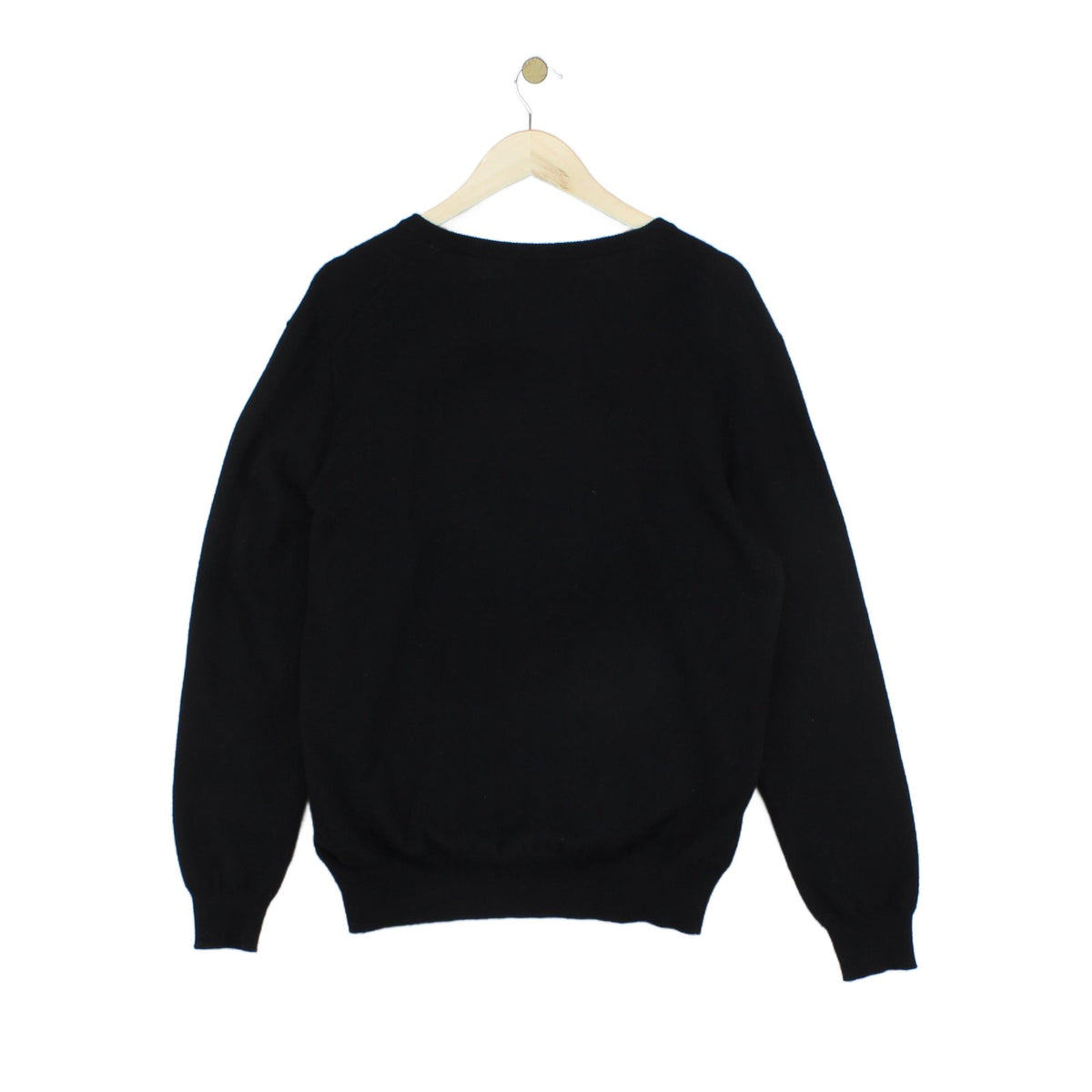 Mens V-Neck Jumper Logo Embroidered Merino Wool