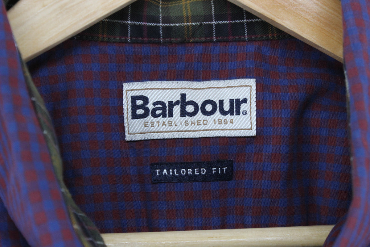 Mens Plaid Shirt Tailored Fit Long Sleeve Cotton