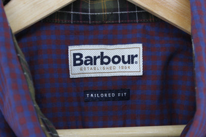 Mens Plaid Shirt Tailored Fit Long Sleeve Cotton